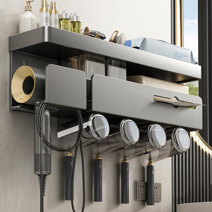 优勤壁挂吹风机置物架懒人支架免打孔卫生间电吹风浴室收纳挂架子