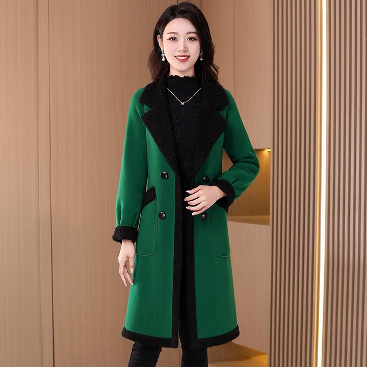 秋季洋气优雅气质时尚大气休闲收腰显瘦中长款两面穿毛呢外套