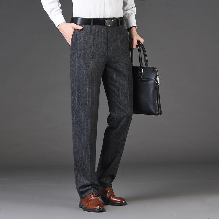 西裤男秋冬新款男裤宽松高腰裤免烫垂感西装裤品质男裤中年西服裤