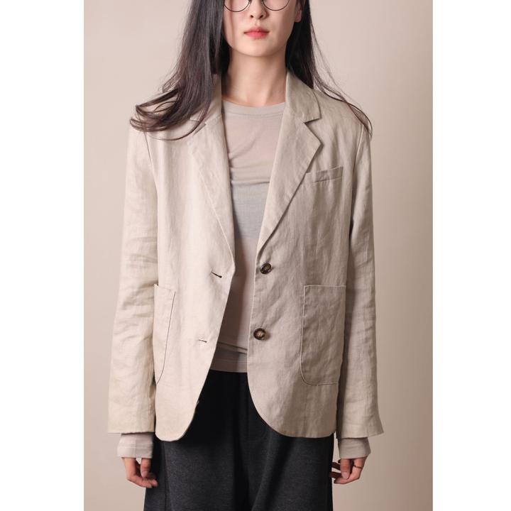 既是JISHI百搭亚麻西装宽松灰色时尚气质休闲西装外套女装wt012