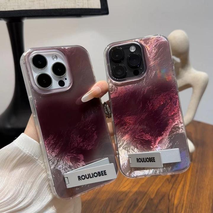 欧克里里葡萄紫爱心适用苹果16promax漩涡支架手机壳华为小米vivo