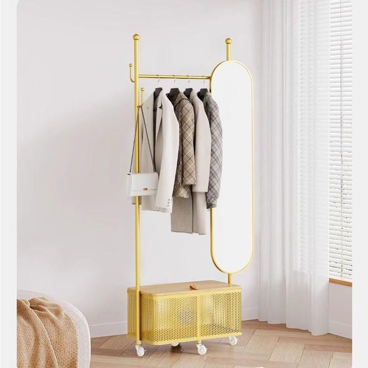 旋转穿衣镜全身落地镜家用挂衣架衣帽架带镜子一体卧室轻奢试衣镜