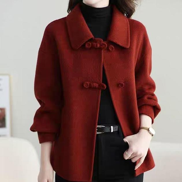 2024韩版百搭轻奢气质时尚休闲100纯羊毛宽松版中长款双面呢 女