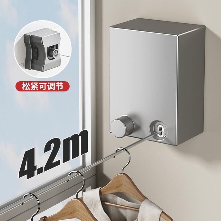 【新疆包邮哥】隐形收缩晾衣绳室内免打孔伸缩杆晾衣架浴室晒晾衣