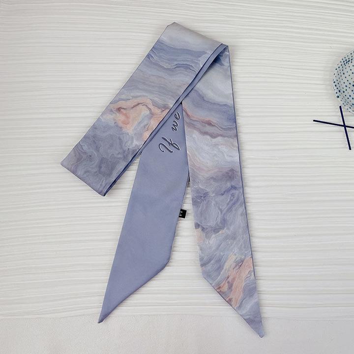 油画丝巾领巾护颈春秋发带双面印花复古125x7飘带名媛淑女风格