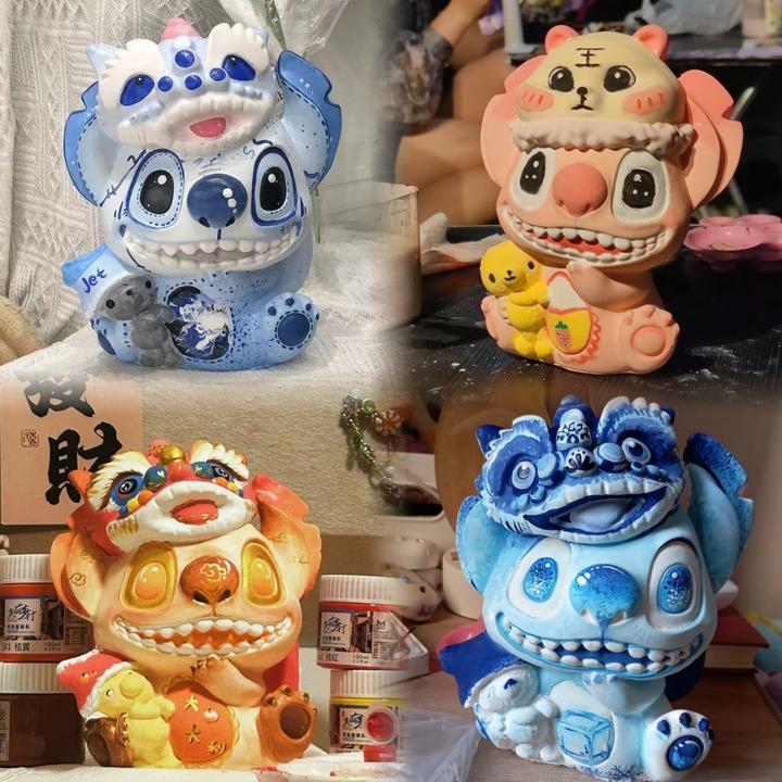 龙年新款史迪仔石膏娃娃diy涂色白胚小号手工涂鸦娃娃玩具儿童