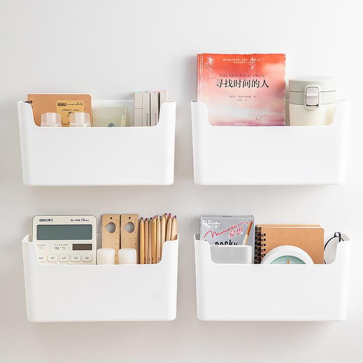 宿舍壁挂收纳盒免打孔无痕粘贴创意杂物置物架学生寝室免钉整理盒
