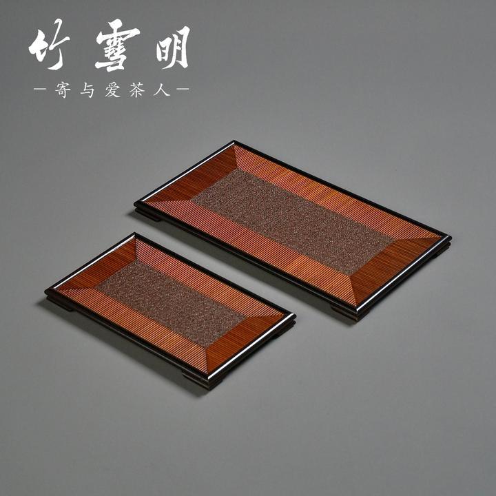 竹雪明|竹制藤面兰亭干泡盘奉茶盘茶托盘茶具收纳茶点盘功夫茶具