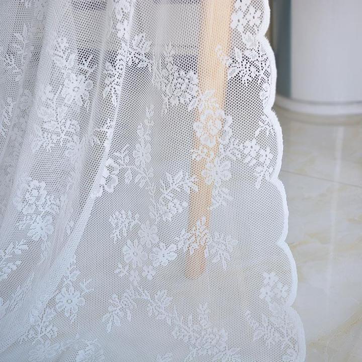 高端白色蕾丝布料窗帘台纱窗婚礼纱幔网纱甜品台道具面料布料防尘