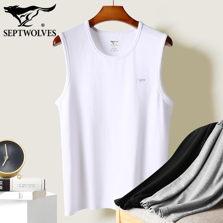 七匹狼宽肩背心纯棉男士春夏打底衫弹力无袖衫吸汗单上衣运动汗衫