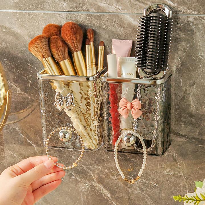 化妆刷收纳筒梳子收纳盒壁挂免打孔笔筒眉笔刷化妆品牙刷置物架