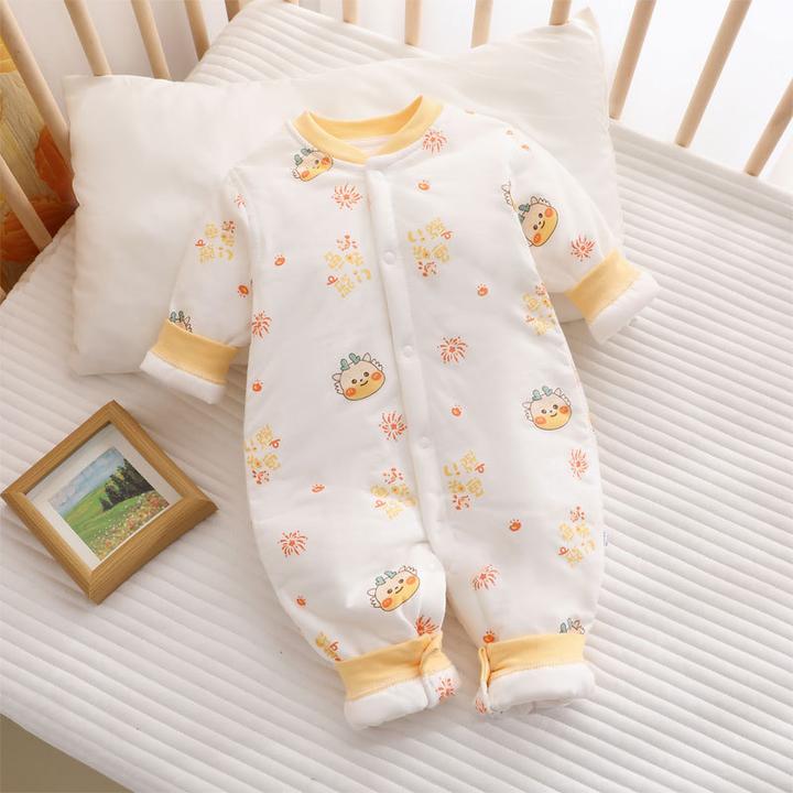 40g薄棉袄秋冬婴儿连体棉服加厚新生儿哈衣爬服0-12个月宝宝棉衣