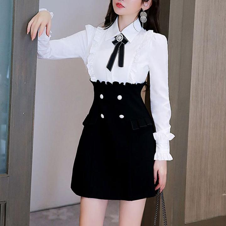 通勤2024年新款秋连衣裙小香风减龄拼接显瘦内搭气质裙子女小个子