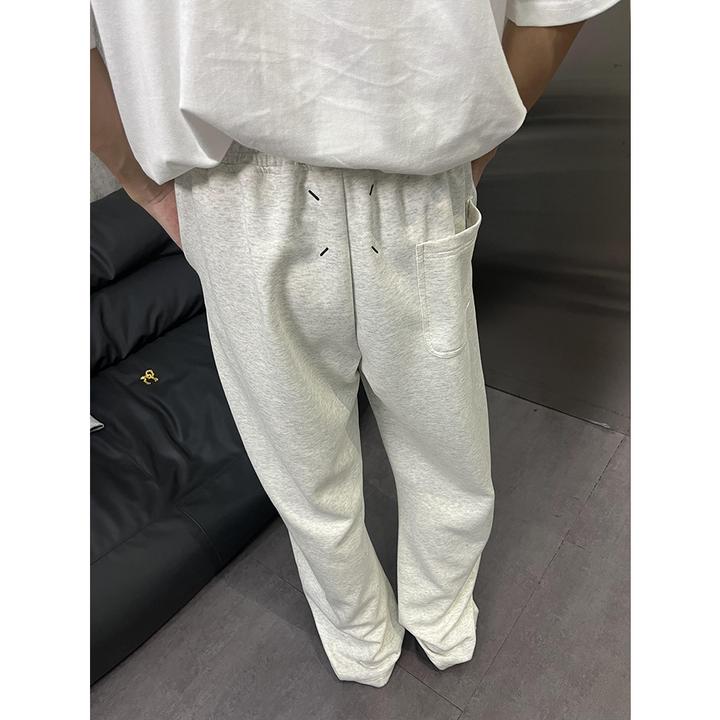 chements秋冬保暖弯刀裤男宽松直筒加绒卫裤休闲运动灰色长裤女潮