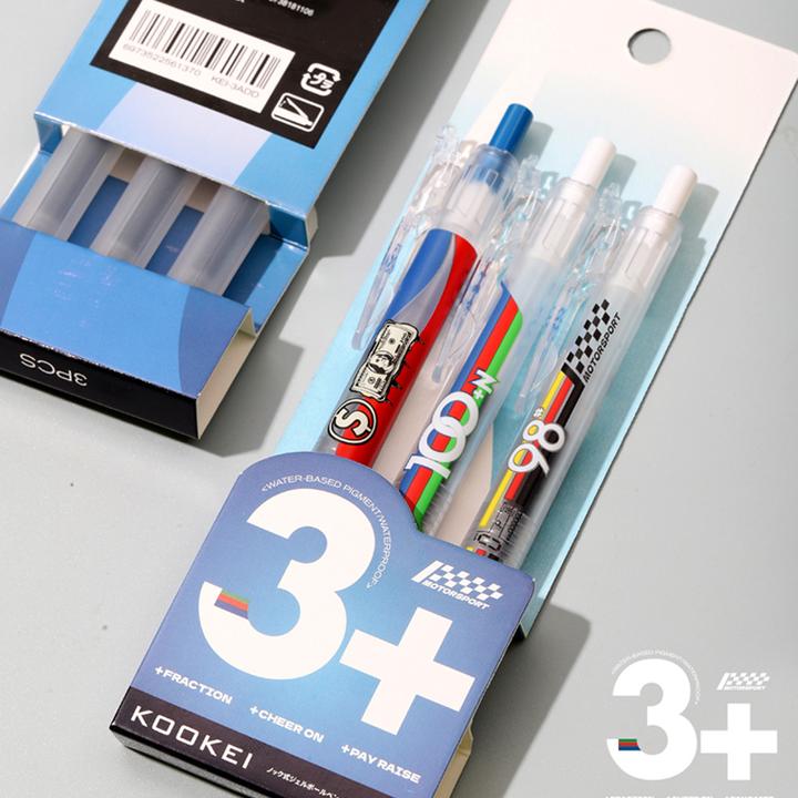 KOOKEI中性笔3加限定按动式黑色0.5速干大容量刷题笔新款加油水笔
