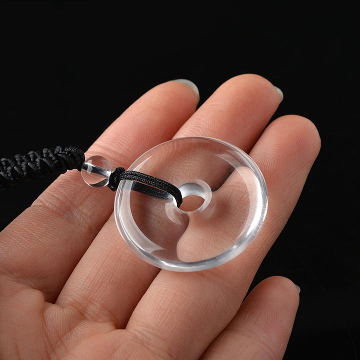 正品6A级白水晶平安扣吊坠冰种白水晶随身小挂件透明男女手工时尚