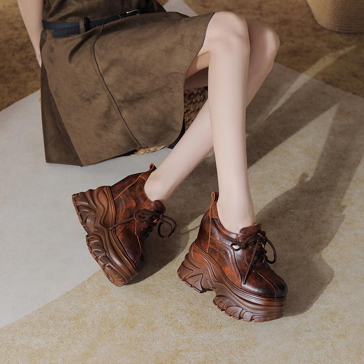 14cm增高单鞋女小个子时尚复古风增高单鞋秋季新款圆头内增高女鞋