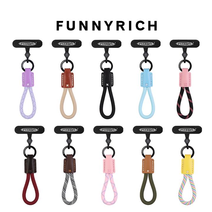 FUNNYRICH牛皮编织手机壳挂绳新款手机挂链便携防丢车钥匙扣挂件