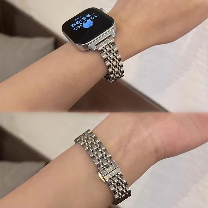 适用于华为手表FIT3/2不锈钢七珠表带新细款小蛮腰防水透气高级感