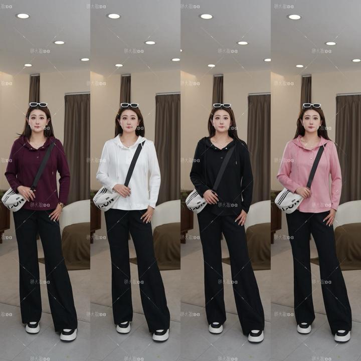 【秋款上新】PMM81387早秋新款休闲百搭显瘦连帽卫衣大码女装卫衣