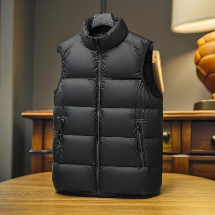 维斯克纳羽绒服马甲冬季新款立领背心保暖黑色加厚马夹坎肩内胆