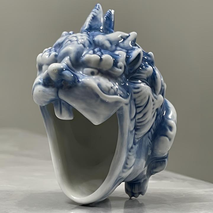 鬼迷日眼搞怪“大嘴”狻猊主人杯创意烟灰缸茶宠摆件茶室氛围感摆件