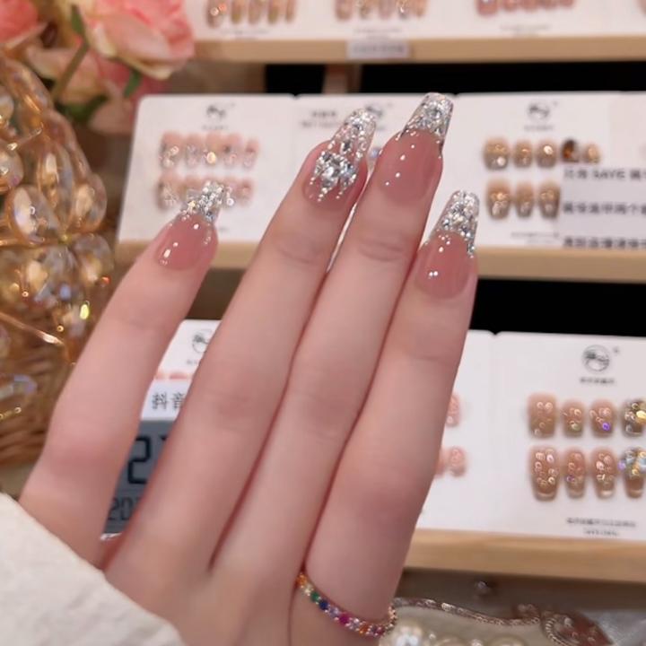 【城堡日记】纯手工穿戴甲光疗甲冰透渐变高级纯欲四季流行10片装