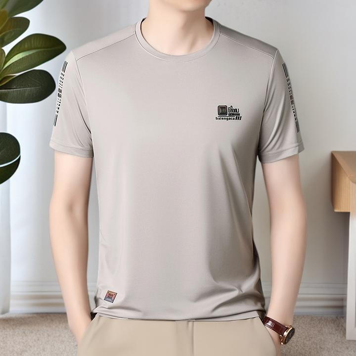 汤米芙兰可微弹男士T恤圆领舒适休闲时尚透气薄款宽松速干商务