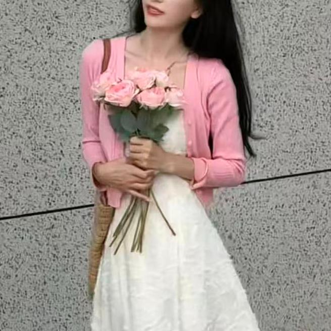 2025秋吊带裙子外搭针织开衫小披肩外套女空调罩衫上衣