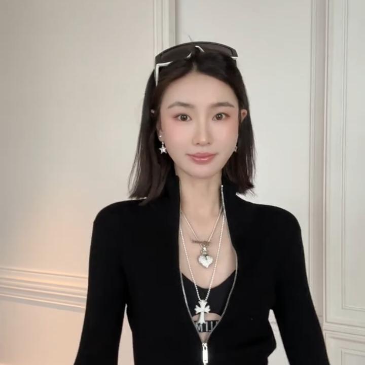 欧货2025早秋新款简约时髦休闲百搭双拉链立领长袖针织开衫上衣女