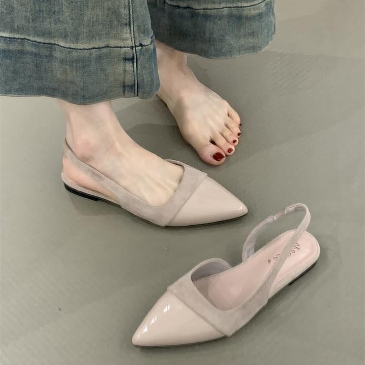 韩菲WL-9925-93温柔仙女平底单鞋2025年绒面尖头浅口后空通勤单鞋