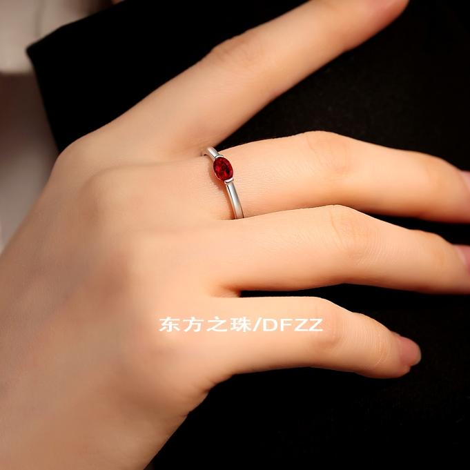 925银莫桑石戒指 0.5克拉莫桑石红宝戒指简约高级百搭高贵首饰