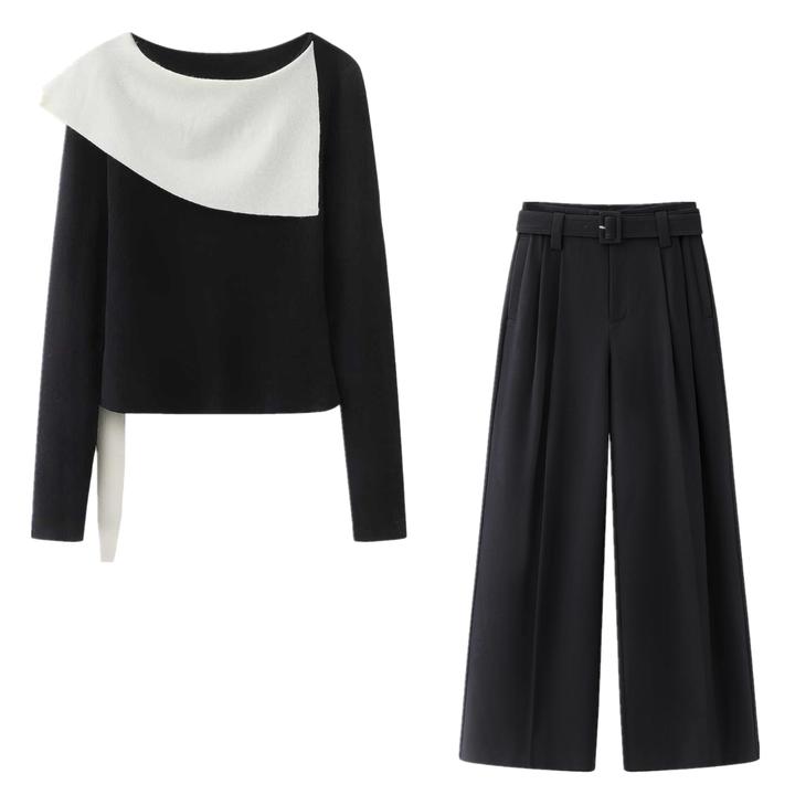 迪家商场同款秋季修身型长袖圆领针织毛针织衫减龄黑色1160-3103