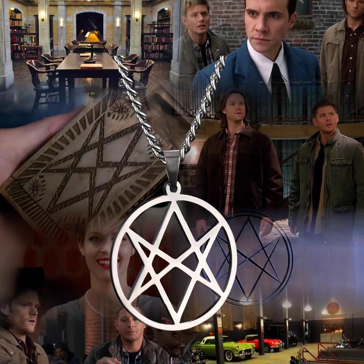 邪恶力量记录者守护项链Supernatural Dean&Sam 不锈钢六芒星吊坠