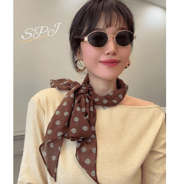 【大尺寸185X28】法式复古棕色波点丝巾女春秋百搭小众设计长条领巾