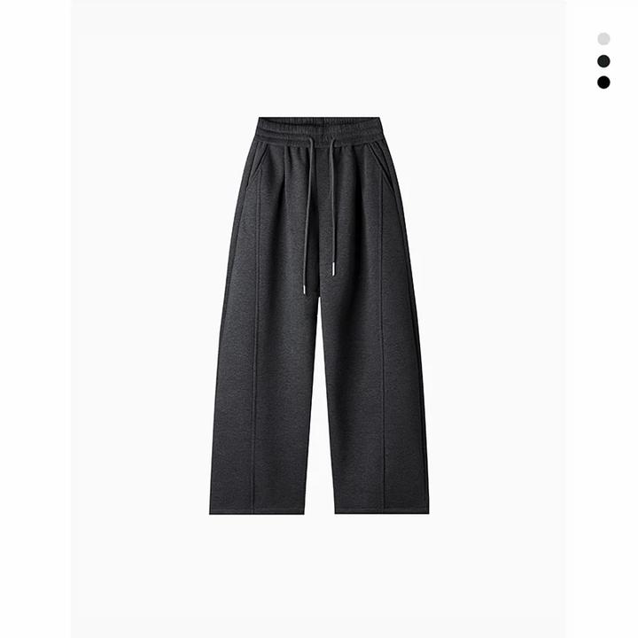 冬季廓形结构百搭休闲弯刀男士休闲裤舒适运动加长纯色抽绳卫裤潮