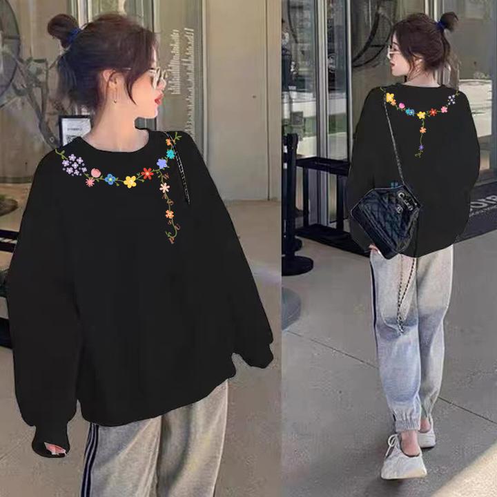 圆领黑色卫衣外套女2025新款秋冬季爆款oversize宽松无帽长袖上衣