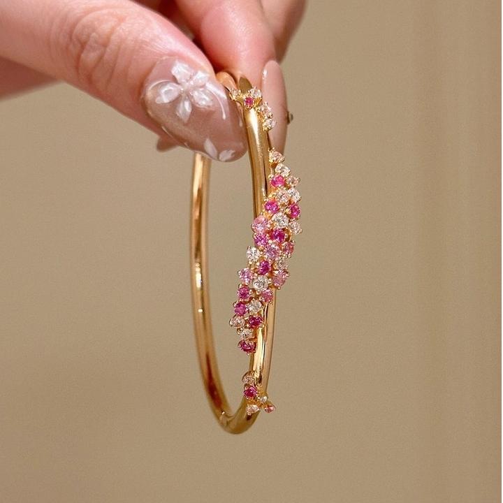 卡柒 铜合金手镯 新中式粉黛缠花手镯复古重工轻奢高级感精美手饰