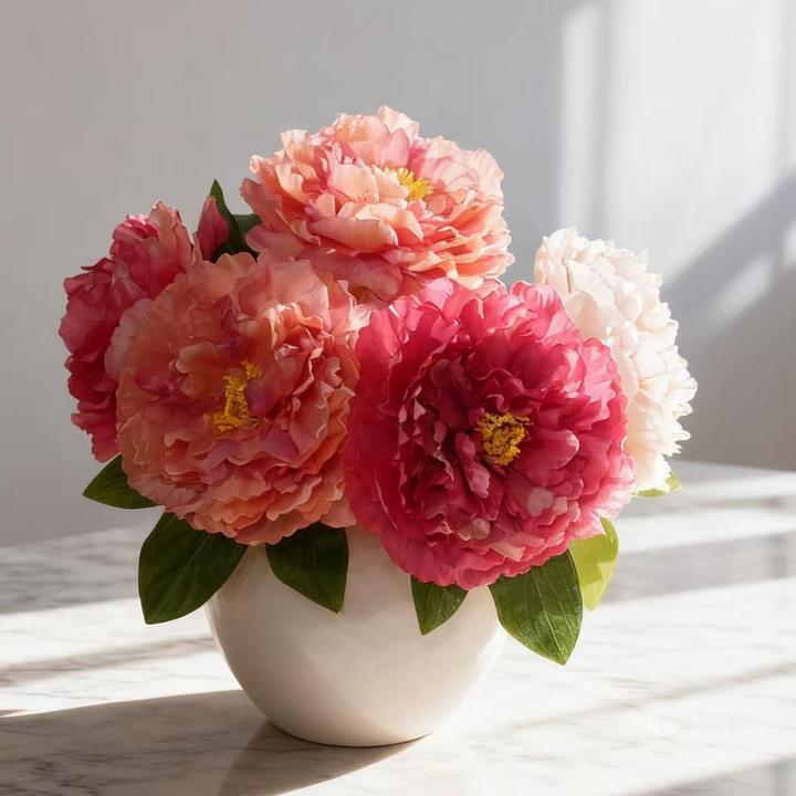 复古牡丹花 三色混色粉色 复古粉 枚红色绢布材质 仿真花