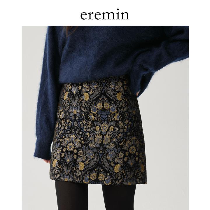 鎏金花卉裙/复古提花质感小众A字半身裙59019