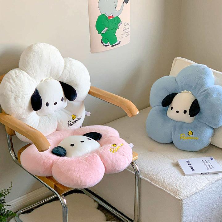 可爱帕恰狗狗办公室花朵靠垫椅子坐垫屁垫飘窗毛绒榻榻米学生椅垫
