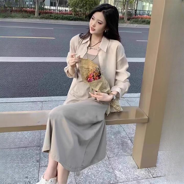 香朵儿后背盘扣衬衫吊带裙两件套女2025新款新中式夏季搭配一整套
