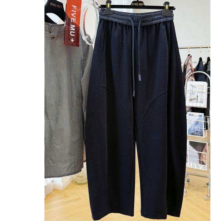 超大码300斤慵懒风松紧腰休闲裤男女秋冬独特超好看的抽绳弯刀裤2