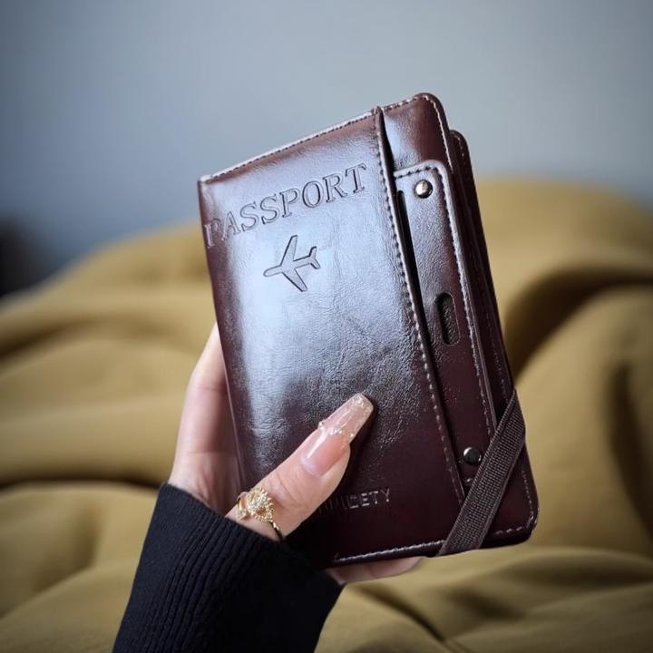 皮质功能护照夹证件收纳机票钱包一体防盗护照收纳包卡包女包合一