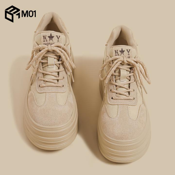 M01秋冬季新款厚底小白鞋女复古运动板鞋增高低帮增高百搭休闲鞋