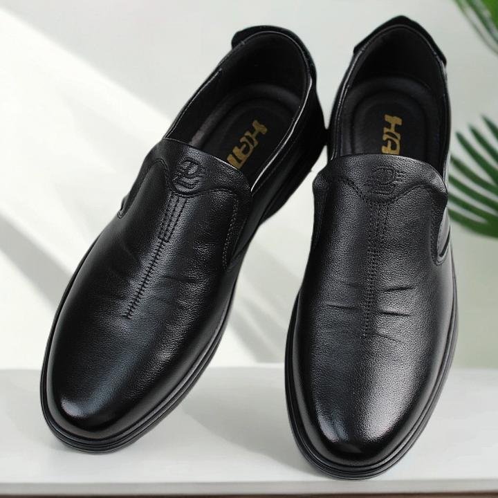 二哥男士全真皮头层牛皮皮鞋上班舒适软底英伦风爸爸鞋S29628/9