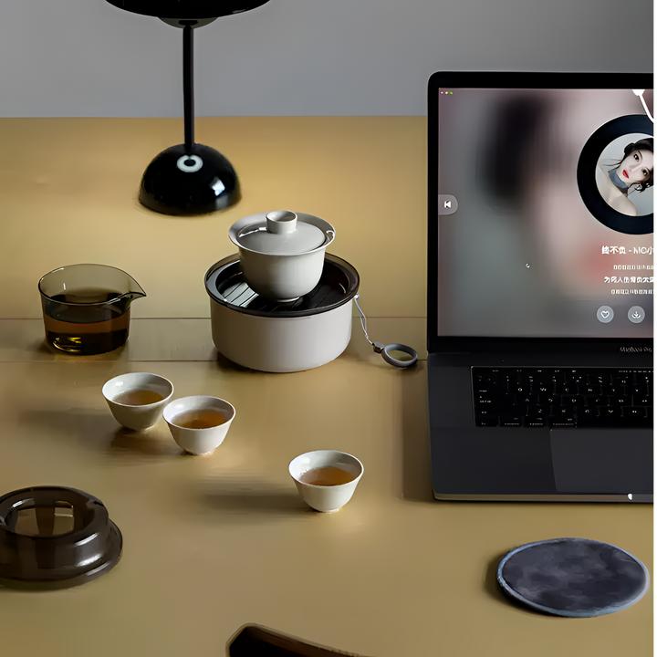 喝茶去套装陶瓷功夫防摔收纳黑色简约茶杯旅行便携套装户外茶具