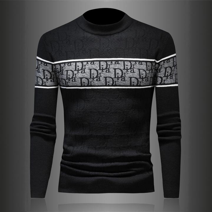 梵基弗奈欧洲站加厚保暖毛衣男秋冬季新款字母提花针织羊毛打底衫