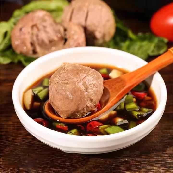 新鲜土黄牛纯手工捶打牛肉丸下单送蘸料包