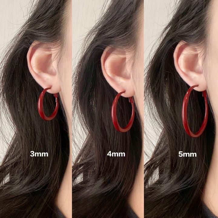 925银耳饰 复古秋冬耳环安可拉红色圆圈耳钉港风新年简约气质耳饰